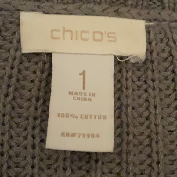 CHICO’S-LIKE NEW-BEAUTIFUL PEWTER LONG-SLEEVE COTTON SWEATER. Washable-Sz1=Sz 10 - Picture 6 of 7
